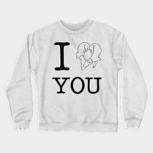 Adorable Greyhound dog lovers design; I heart you, I love you Crewneck Sweatshirt